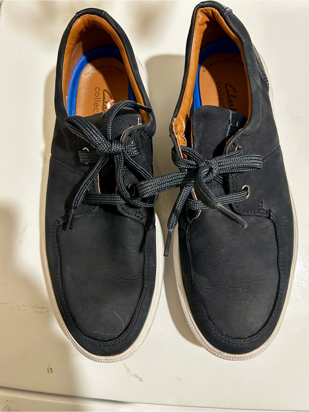 Clarks navy blue & White Casual Slip-On Lace Shoe